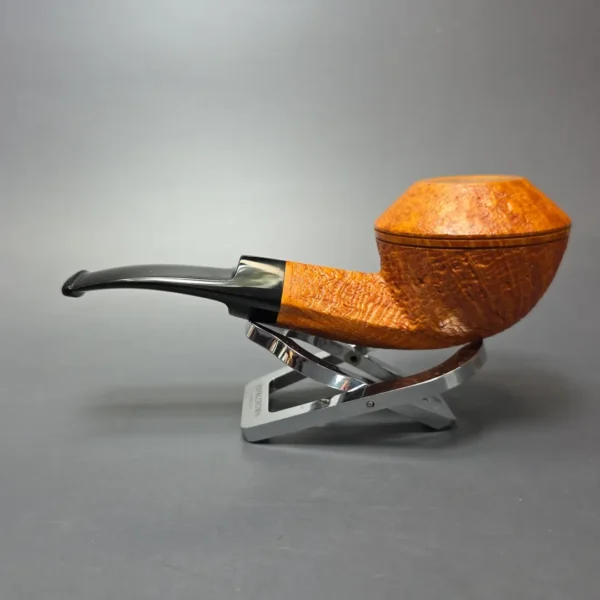 Graziano Tendi Tan Sandblasted Bulldog Handmade Briar Pipe, New - Image 4