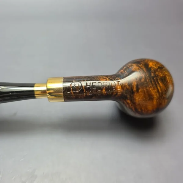 Herriot Pipes Smooth Brass Spigot Billiard Handmade Briar Pipe, New - Image 6