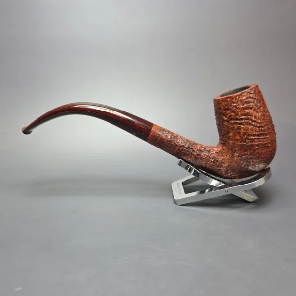 Pipe Tristan Magnum Contrast Sandblasted LC Bent Billiard Handmade Briar Pipe, New - Image 4