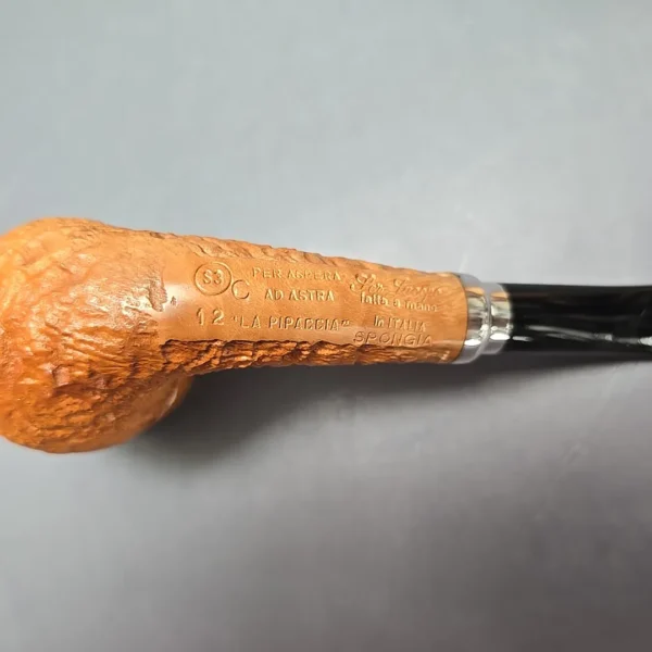 Ser Jacopo La Pipaccia 12 Spongia S3 C Sandblasted Rhodesian w/ Silver Estate Briar Pipe, Unsmoked - Image 10