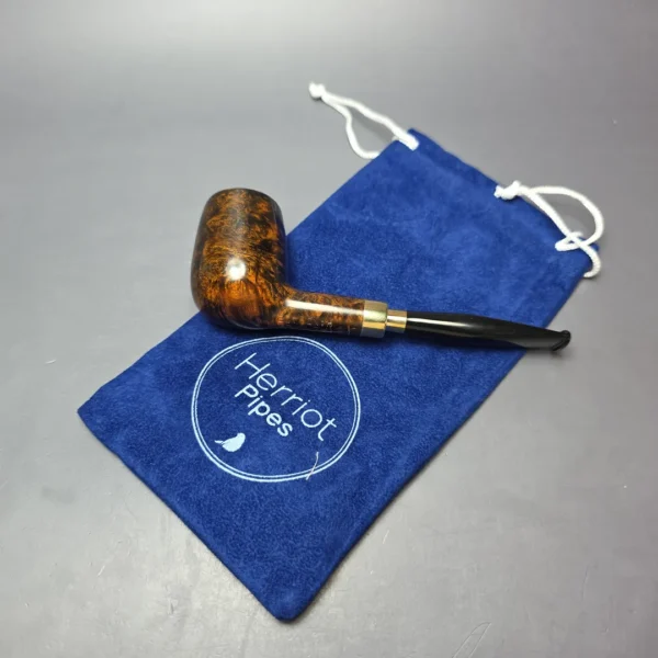 Herriot Pipes Smooth Brass Spigot Billiard Handmade Briar Pipe, New - Image 10