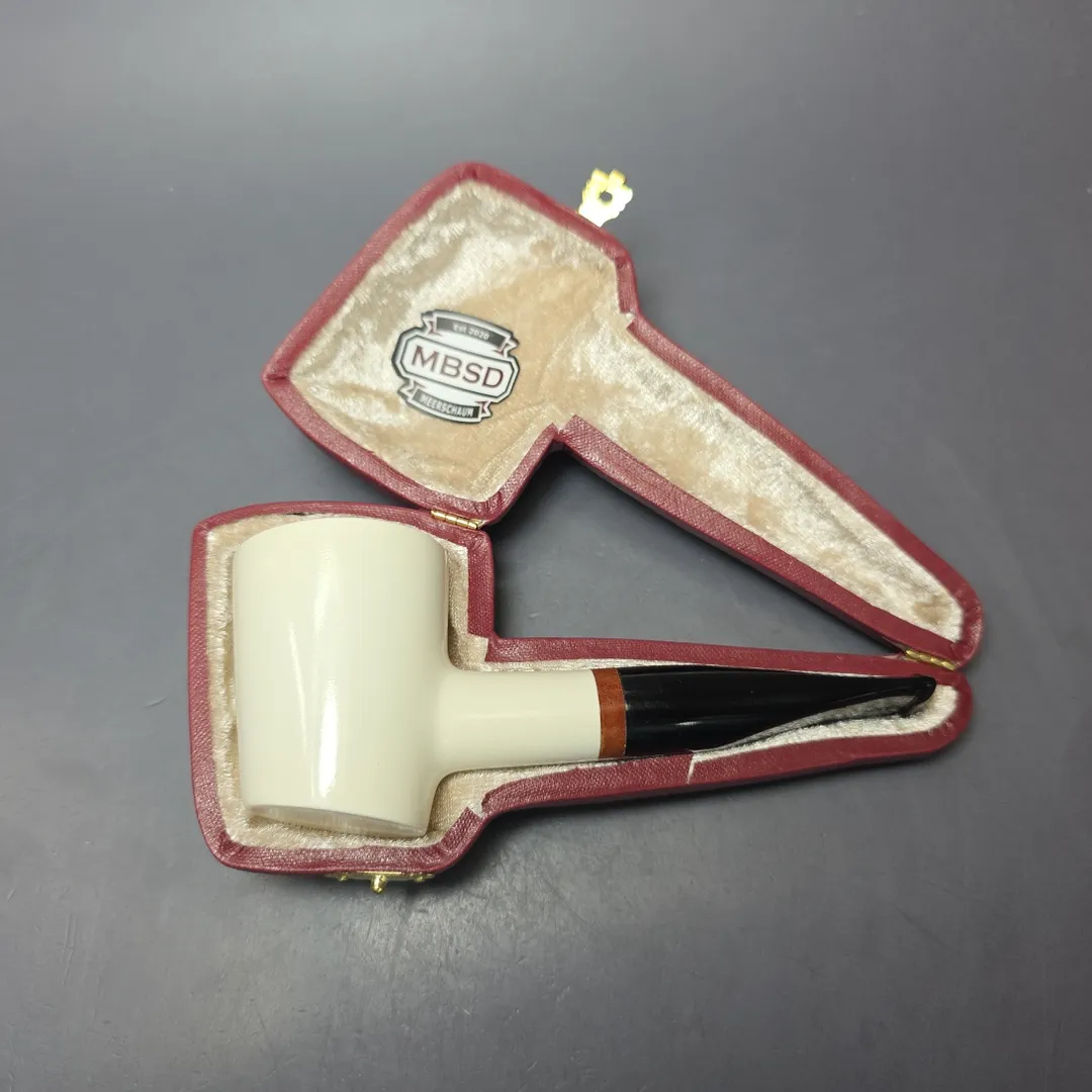 MBSD Meerschaum Deluxe Smooth Poker Block Meerschaum, Pipe Briar-Mortise, New - Image 2