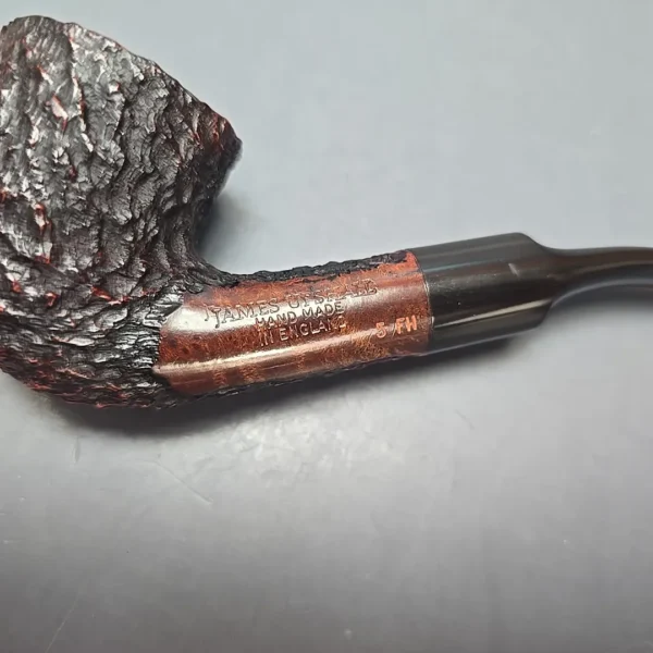 James Upshall Bark Group 5 Rusticated Bent Dublin Estate Briar Pipe, Unsmoked - Image 10