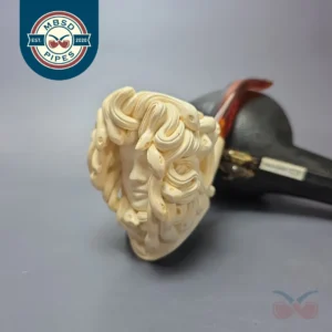 Mehmet Bassav Medusa Carved Estate Block Meerschaum Pipe, Unsmoked