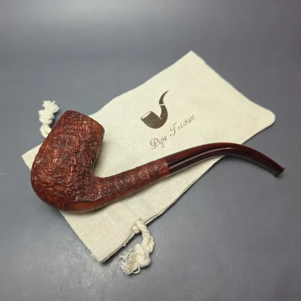 Pipe Tristan Magnum Contrast Sandblasted LC Bent Billiard Handmade Briar Pipe, New - Image 12