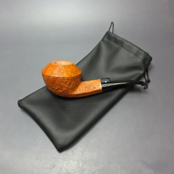 Graziano Tendi Tan Sandblasted Bulldog Handmade Briar Pipe, New - Image 14