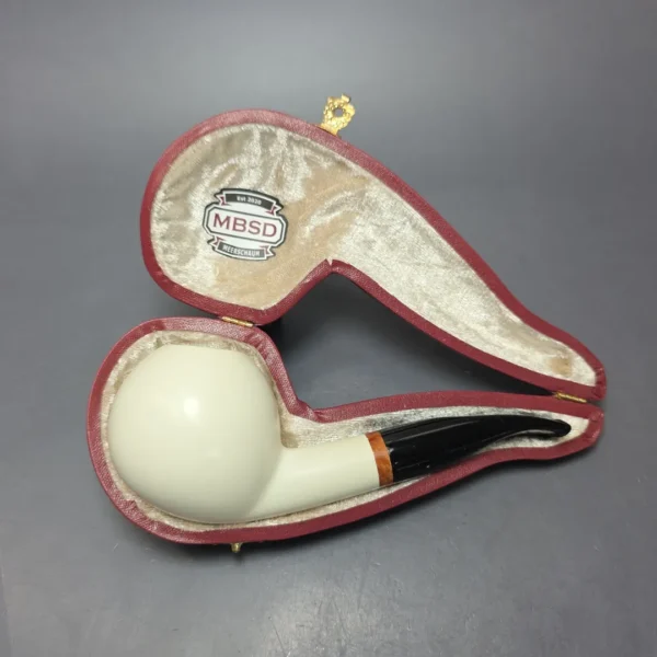 MBSD Meerschaum Deluxe Smooth Brandy Block Meerschaum Pipe, Briar-Mortise, New - Image 10