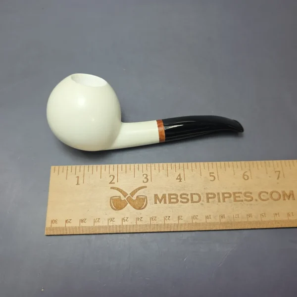 MBSD Meerschaum Deluxe Smooth Brandy Block Meerschaum Pipe, Briar-Mortise, New - Image 4