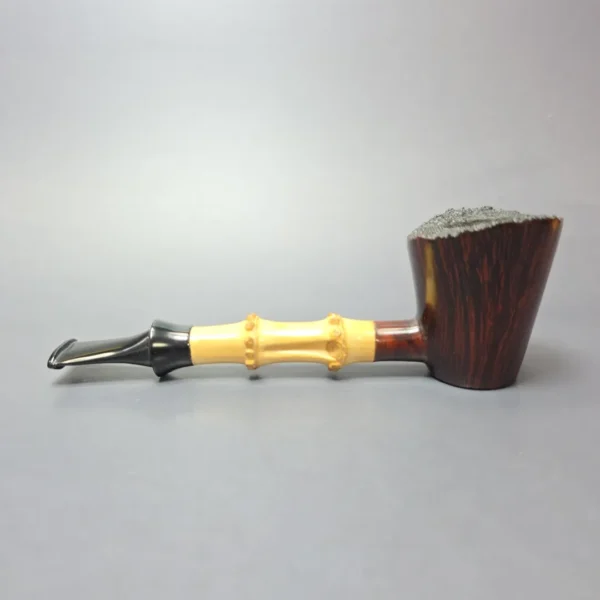 Martin Romijn Smooth Poker w/ Bamboo Handmade Briar Pipe, New - Image 4