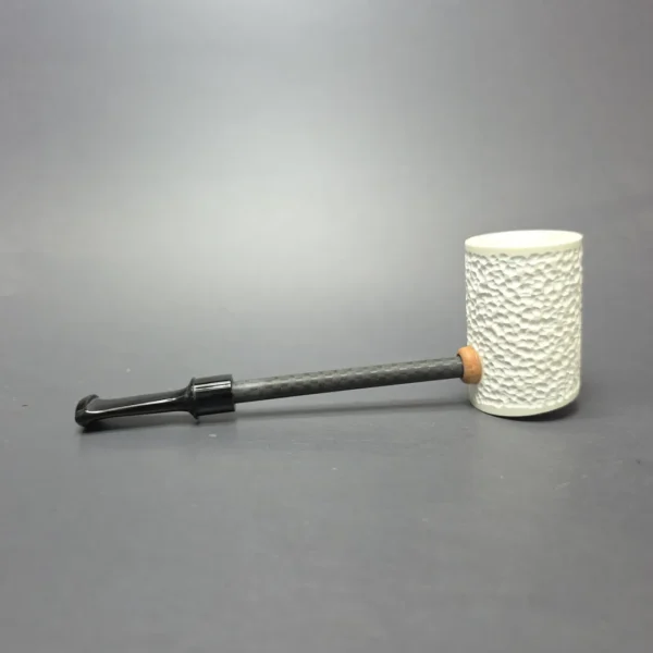 MBSD Meerschaum Deluxe Rusticated Poker Block Meerschaum Pipe, New - Image 4