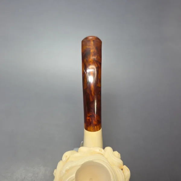 Mehmet Bassav Medusa Carved Estate Block Meerschaum Pipe, Unsmoked - Image 5