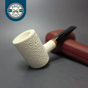 MBSD Meerschaum Deluxe Rusticated Poker Block Meerschaum Pipe, Briar-Mortise, New
