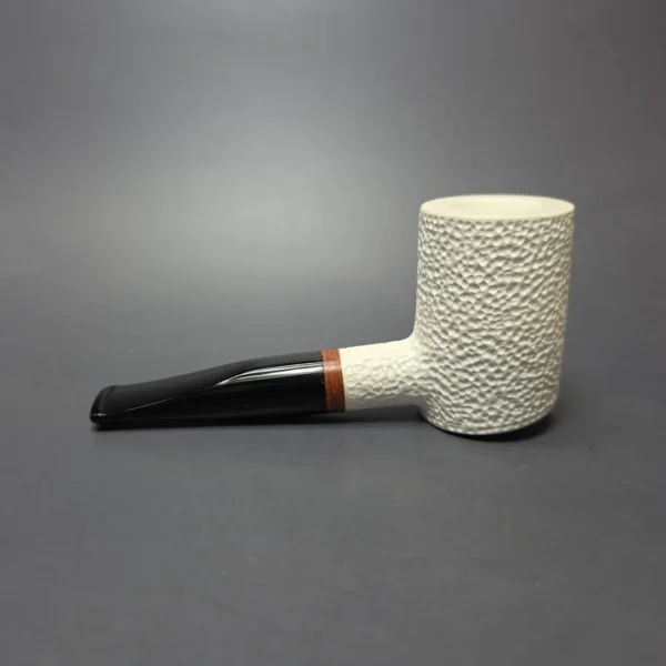 MBSD Meerschaum Deluxe Rusticated Poker Block Meerschaum Pipe, Briar-Mortise, New - Image 8