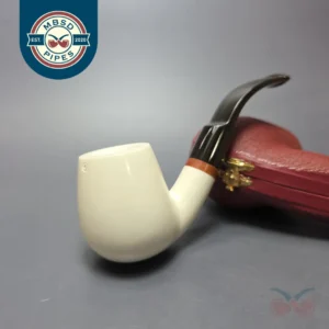 MBSD Meerschaum Deluxe Smooth Brandy Block Meerschaum Pipe, Briar-Mortise, New