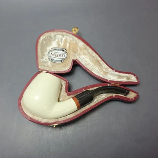MBSD Meerschaum Deluxe Smooth Brandy Block Meerschaum Pipe, Briar-Mortise, New - Image 10