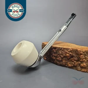 Falcon Chrome Dental w/ MBSD Meerschaum Rhodesian Block Meerschaum Bowl Pipe, New