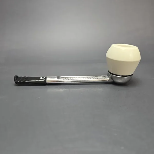 Falcon Chrome Dental w/ MBSD Meerschaum Rhodesian Block Meerschaum Bowl Pipe, New - Image 4