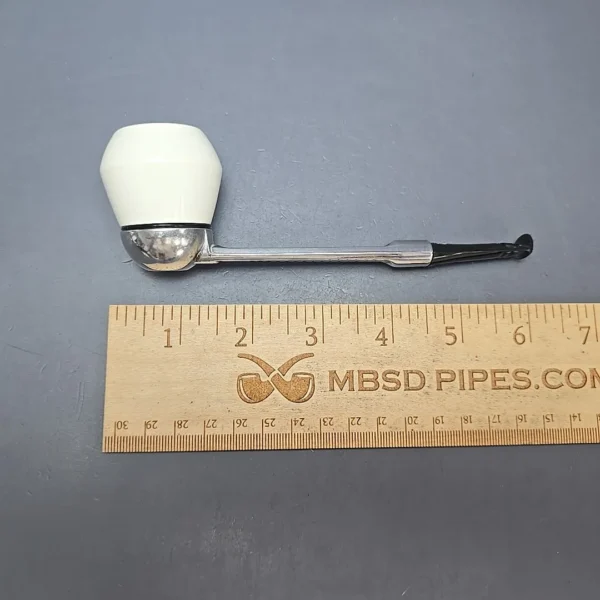 Falcon Chrome Dental w/ MBSD Meerschaum Rhodesian Block Meerschaum Bowl Pipe, New - Image 10