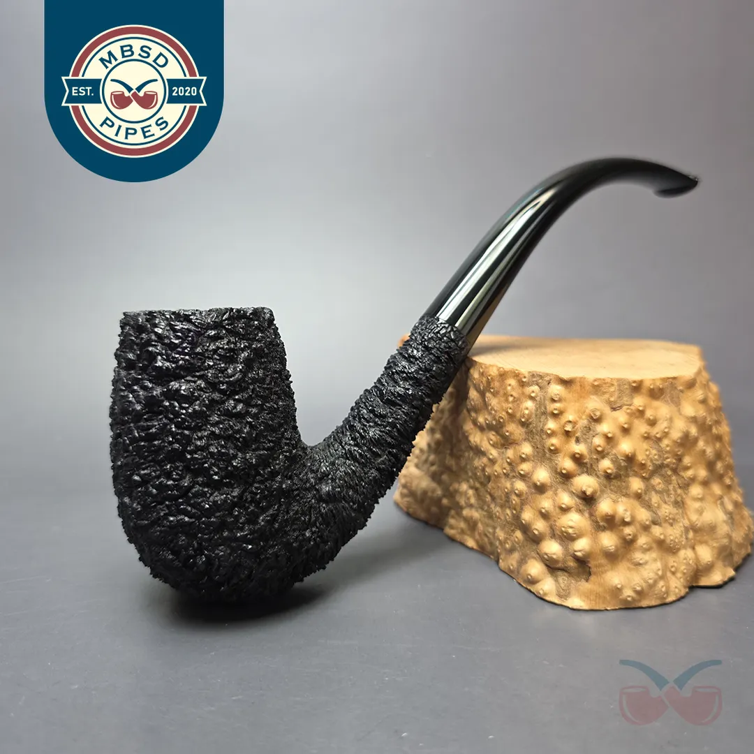 Pipe Tristan Granite Rusticated LC Bent Billiard Handmade Briar Pipe, New