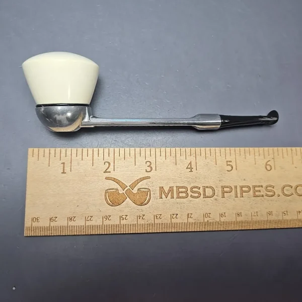 Falcon Chrome Dental w/ MBSD Meerschaum Rhodesian Block Meerschaum Bowl Pipe, New - Image 10