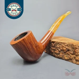 Randy Wiley Feather Carved Bent Billiard Estate Briar Pipe, American Estates