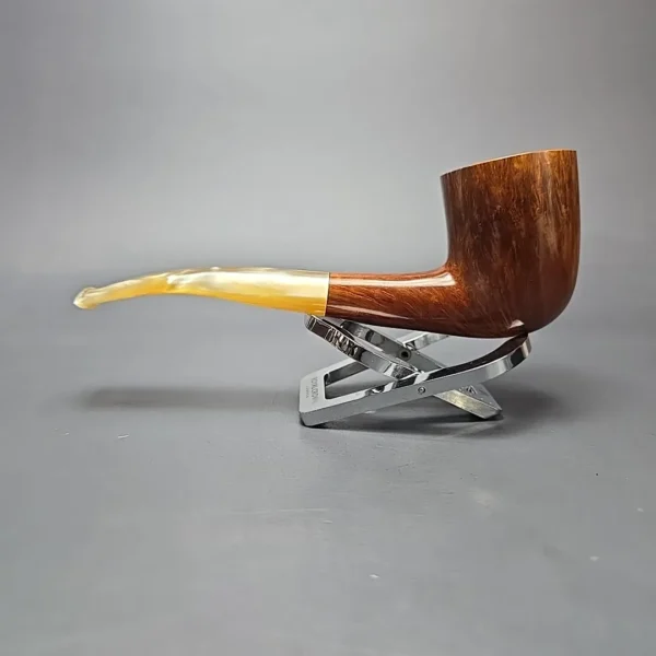 Randy Wiley Feather Carved Bent Billiard Estate Briar Pipe, American Estates - Image 4