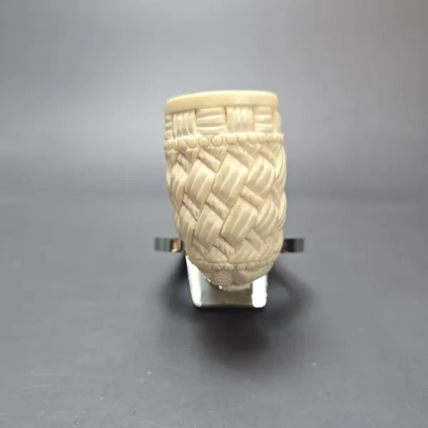 MBSD Meerschaum Silver Guilloche Bent Billiard Reverse Calabash Block Meerschaum Pipe, New - Image 14