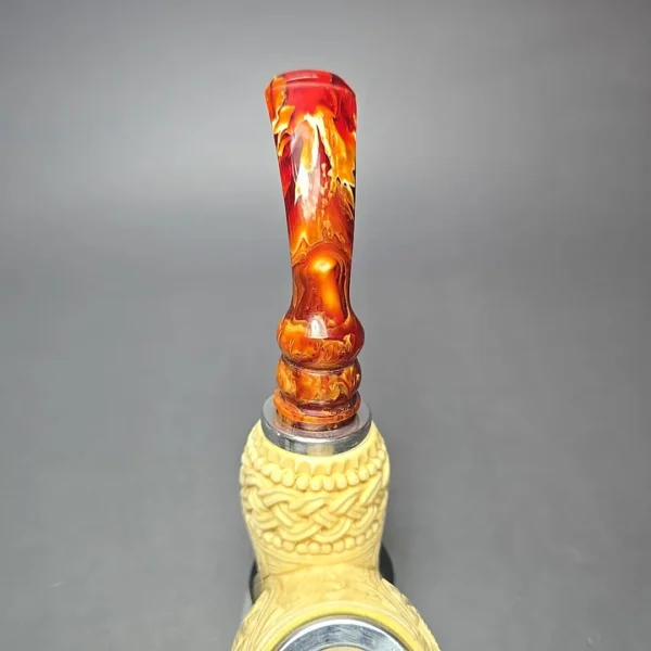 MBSD Meerschaum Double Silver Floral Brandy Reverse Calabash Block Meerschaum Pipe, New - Image 8