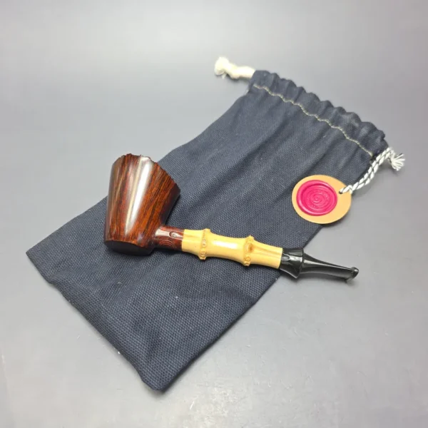 Martin Romijn Smooth Poker w/ Bamboo Handmade Briar Pipe, New - Image 14
