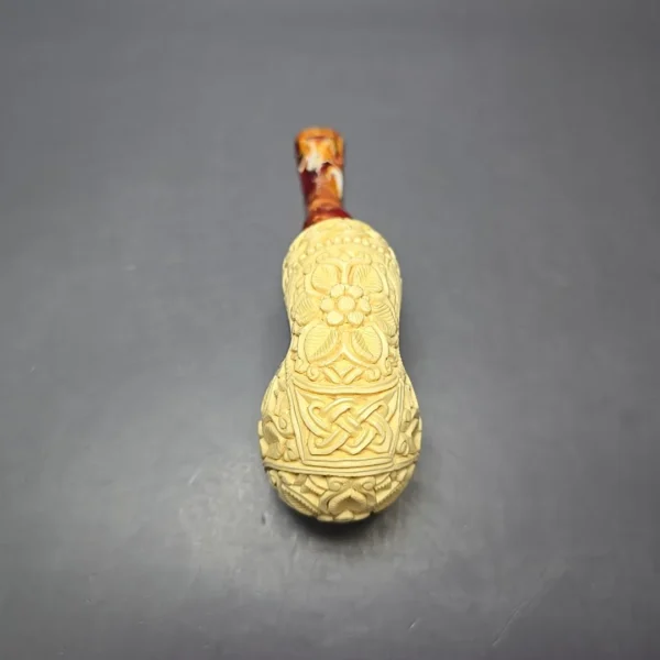 MBSD Meerschaum Double Silver Floral Brandy Reverse Calabash Block Meerschaum Pipe, New - Image 10