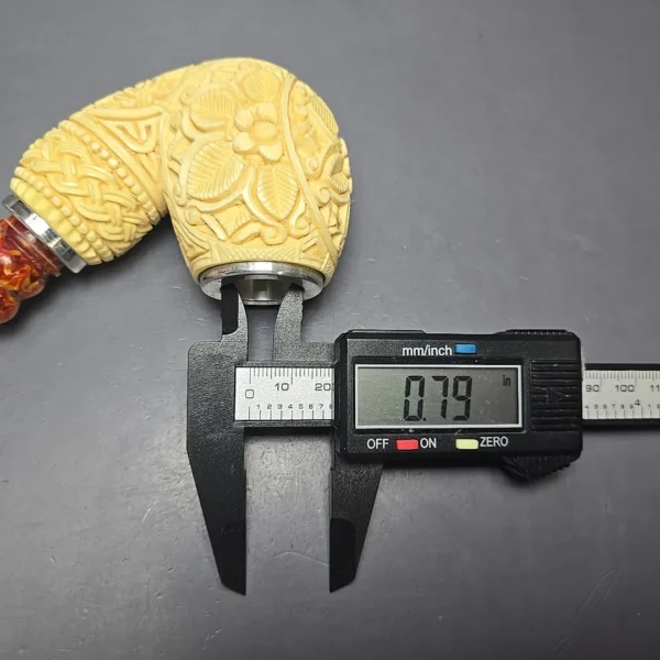 MBSD Meerschaum Double Silver Floral Brandy Reverse Calabash Block Meerschaum Pipe, New - Image 12