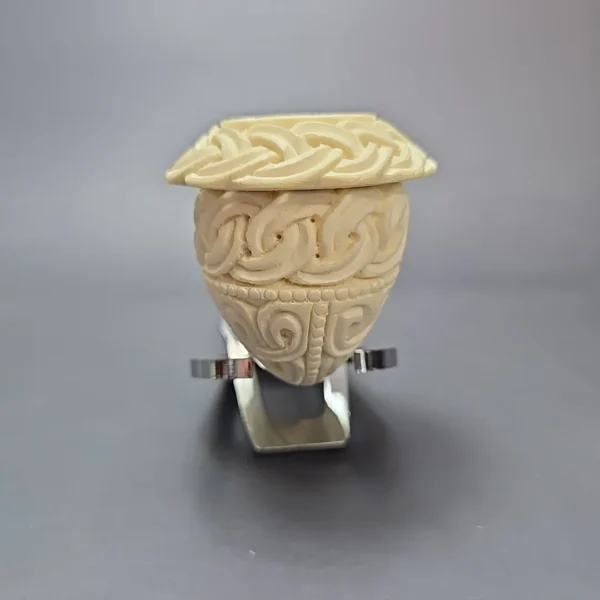 MBSD Meerschaum Silver Guilloche Calabash Reverse Calabash Block Meerschaum Pipe, New - Image 4