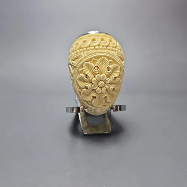 MBSD Meerschaum Double Silver Floral Egg Reverse Calabash Block Meerschaum Pipe, New - Image 8