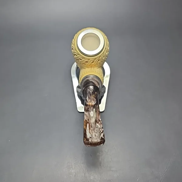 MBSD Meerschaum Double Silver Floral Egg Reverse Calabash Block Meerschaum Pipe, New - Image 10