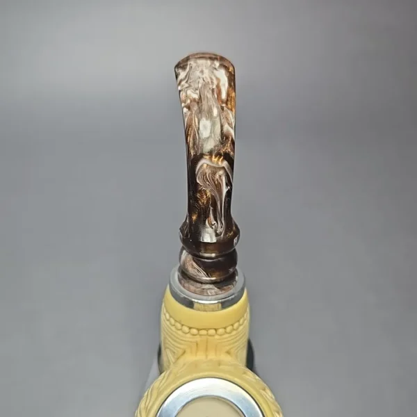 MBSD Meerschaum Double Silver Floral Egg Reverse Calabash Block Meerschaum Pipe, New - Image 4
