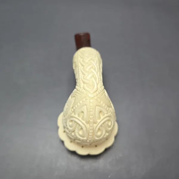 MBSD Meerschaum Silver Guilloche Calabash Reverse Calabash Block Meerschaum Pipe, New - Image 10