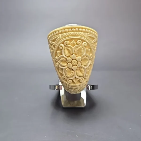 MBSD Meerschaum Silver Cap Floral Dublin Block Meerschaum Pipe, New - Image 4