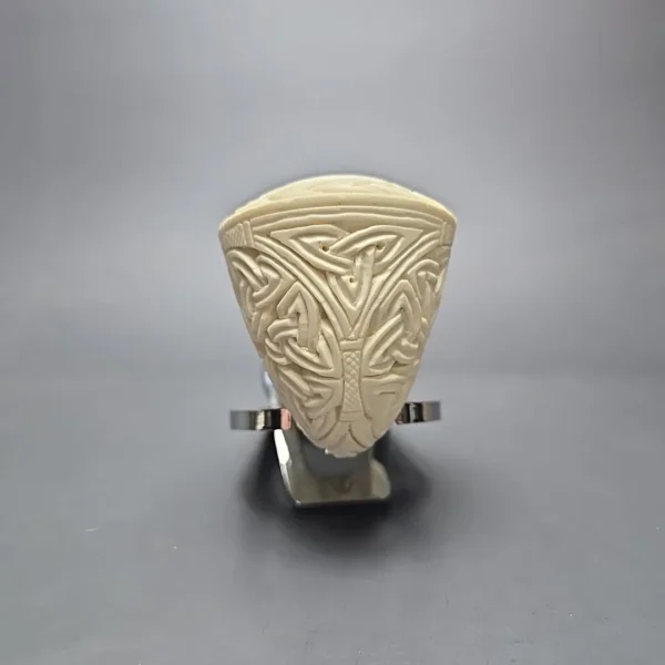 MBSD Meerschaum Silver Guilloche Dublin Reverse Calabash Block Meerschaum Pipe, New - Image 4