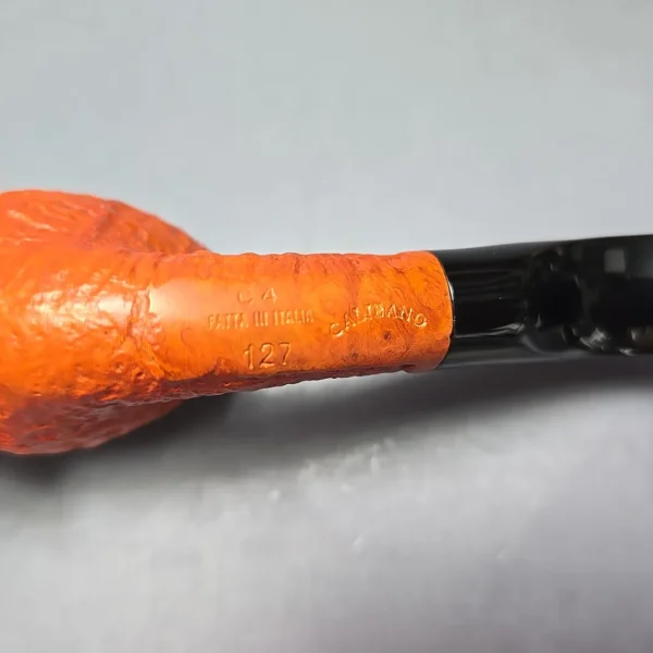 Calibano (Mastro de Paja) 127 C4 Sandblasted Bent Billiard Estate Briar Pipe, Unsmoked - Image 10