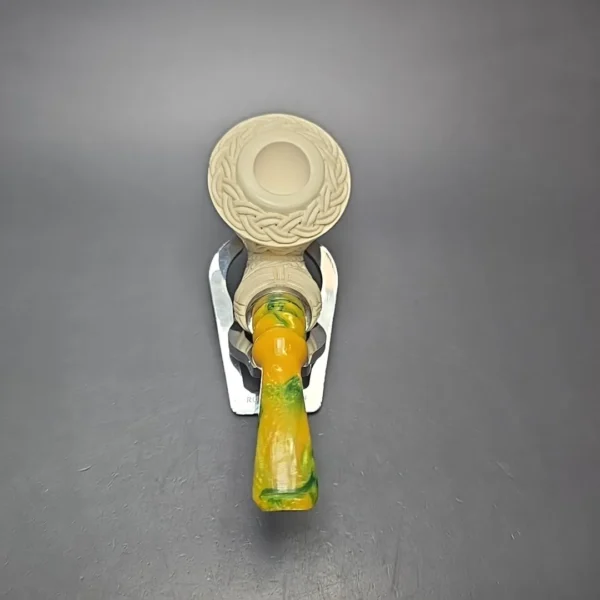 MBSD Meerschaum Silver Guilloche Dublin Reverse Calabash Block Meerschaum Pipe, New - Image 7