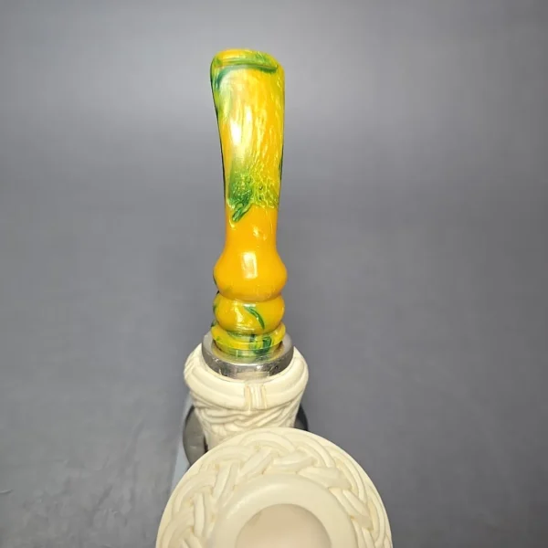 MBSD Meerschaum Silver Guilloche Dublin Reverse Calabash Block Meerschaum Pipe, New - Image 9