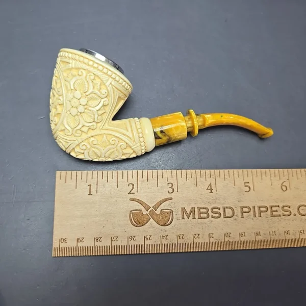 MBSD Meerschaum Silver Cap Floral Dublin Block Meerschaum Pipe, New - Image 11