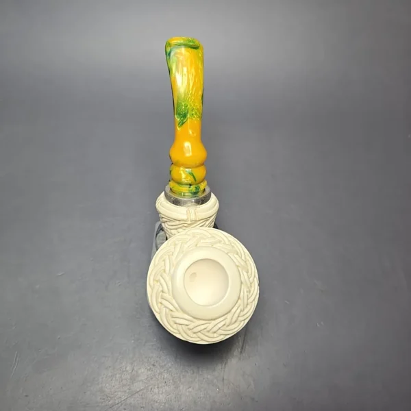 MBSD Meerschaum Silver Guilloche Dublin Reverse Calabash Block Meerschaum Pipe, New - Image 10