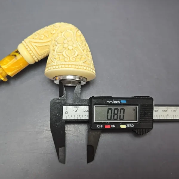 MBSD Meerschaum Silver Cap Floral Dublin Block Meerschaum Pipe, New - Image 12