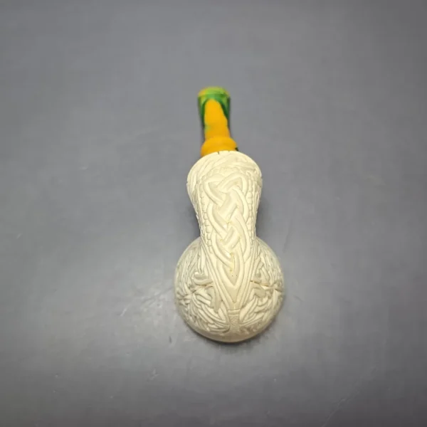 MBSD Meerschaum Silver Guilloche Dublin Reverse Calabash Block Meerschaum Pipe, New - Image 11