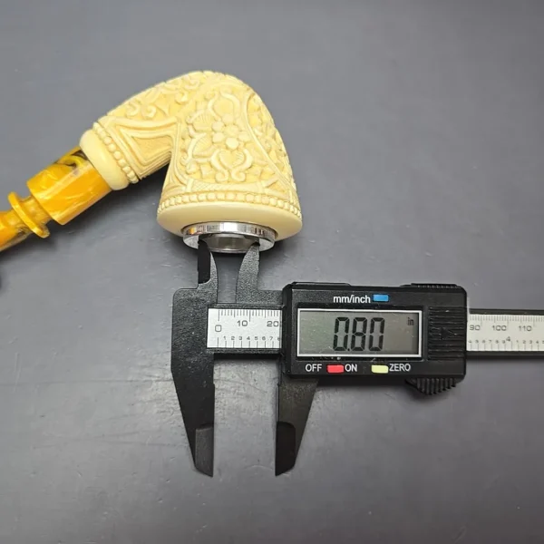 MBSD Meerschaum Silver Cap Floral Dublin Block Meerschaum Pipe, New - Image 13