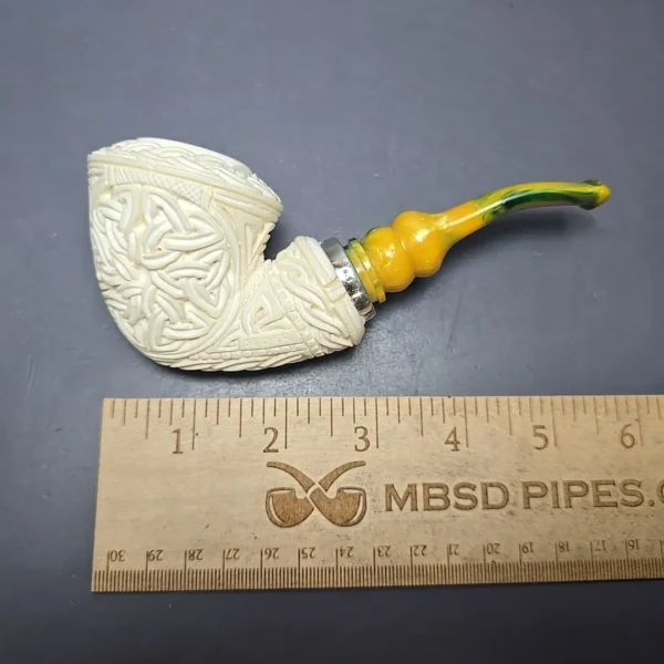 MBSD Meerschaum Silver Guilloche Dublin Reverse Calabash Block Meerschaum Pipe, New - Image 12