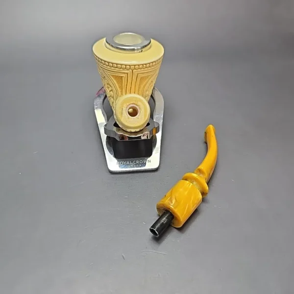 MBSD Meerschaum Silver Cap Floral Dublin Block Meerschaum Pipe, New - Image 14