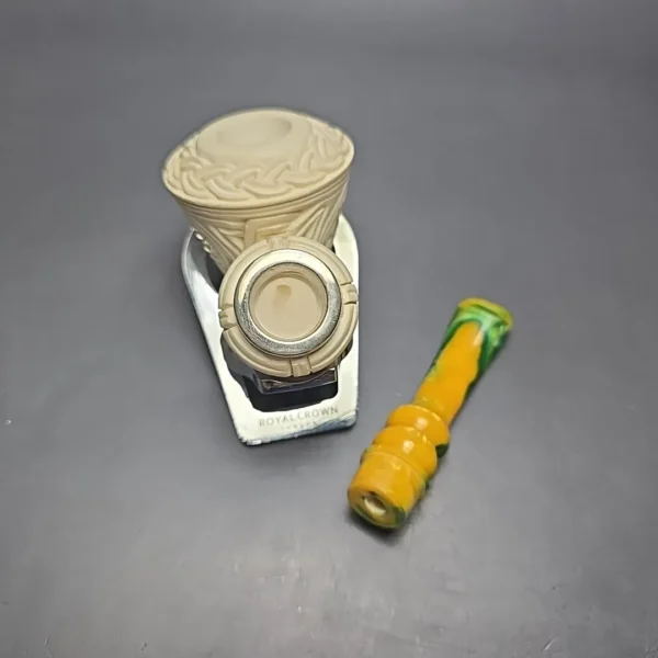 MBSD Meerschaum Silver Guilloche Dublin Reverse Calabash Block Meerschaum Pipe, New - Image 14