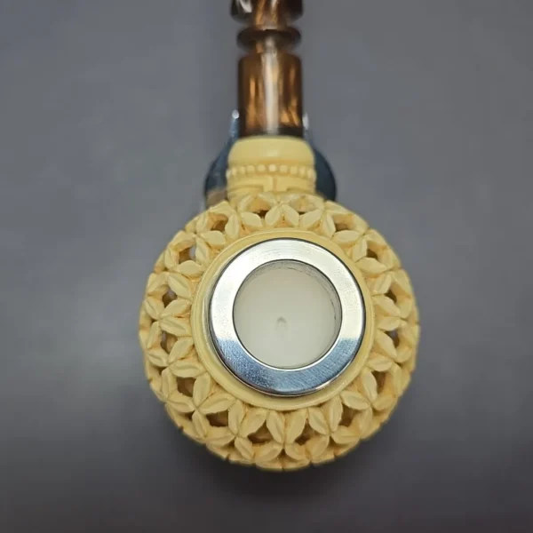 MBSD Meerschaum Silver Cap Lattice Author Block Meerschaum Pipe, New - Image 8